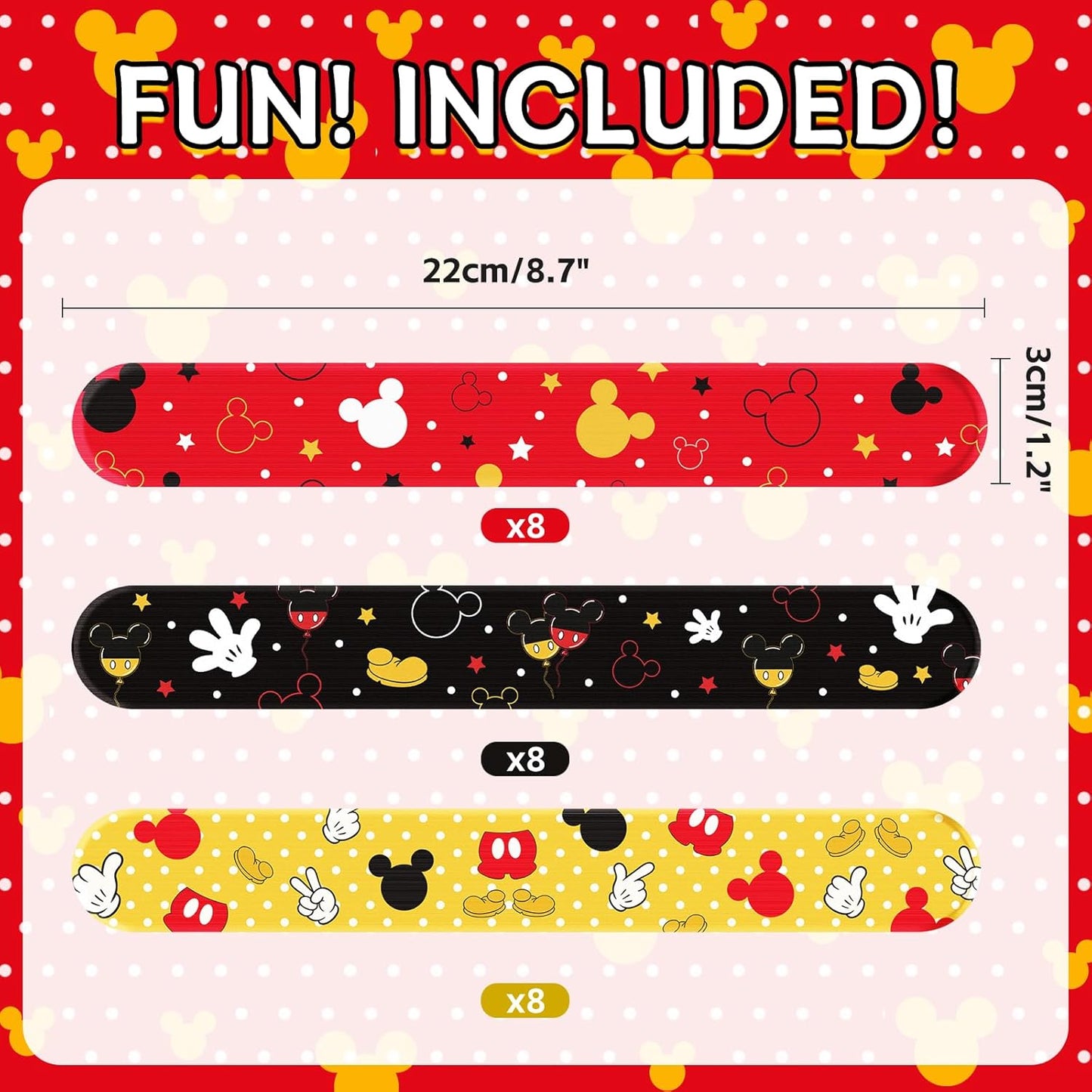 Cartoon Animation Slap Wristband, 24 Pack - Birthday Party Supplies, Cartoon Theme Bracelets Goodie Bag Fillers for Birthday & Theme Parties
