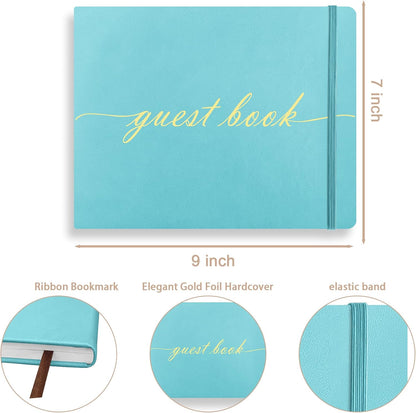 Elegant Wedding Guest Book - Perfect for Wedding Receptions, Baby Showers, Birthdays and Special Events - 7" x 9" Sign in Book - 120 Lined Pages - Leather Hardcover - Pink
