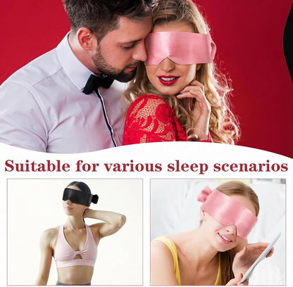 Tyqour 2 Pcs Soft Silk Blindfold for Adult Couples, Satin Blind Folds for Adult Play, Adjustable Blindfold for Party Games, 59 Inch V-Shaped Blackout Sleep Mask for Women Men Gift (Black, Pink)