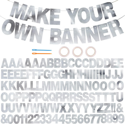 BEISHIDA 116 PCS A-Z DIY Letter Banner Kit Make Your Own Banner Including 111 Letters and Numbers 3 Rope and 2 Threading Device,Customized for Birthday Graduation Wedding Decor Black