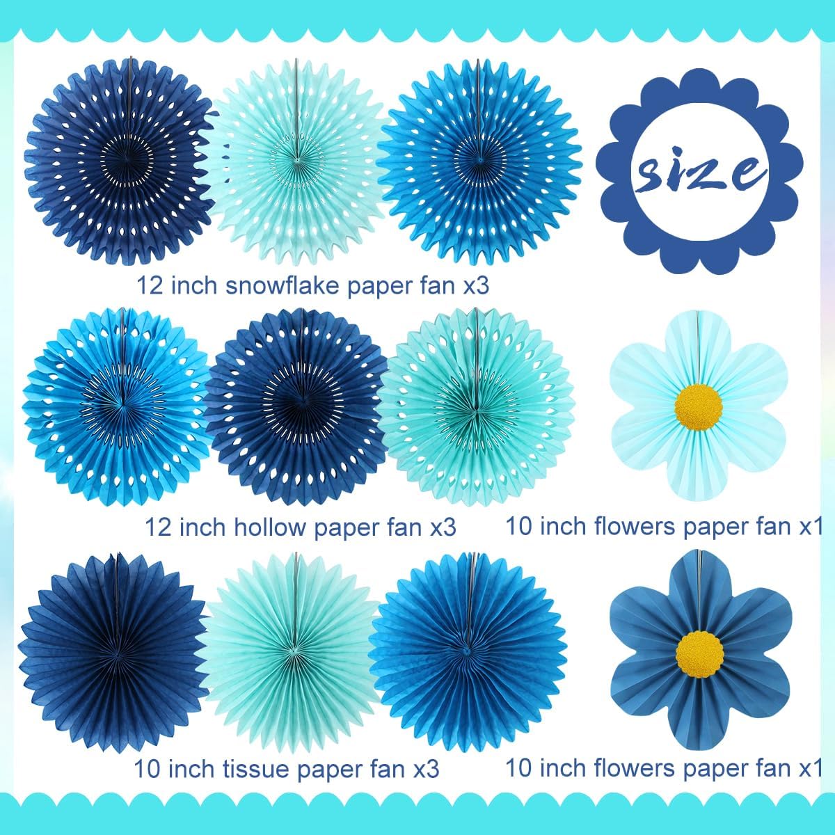 Party Hanging Paper Fans Decoration Set for Wedding Birthday Party Mother's Day Round Events Accessories Set of 8