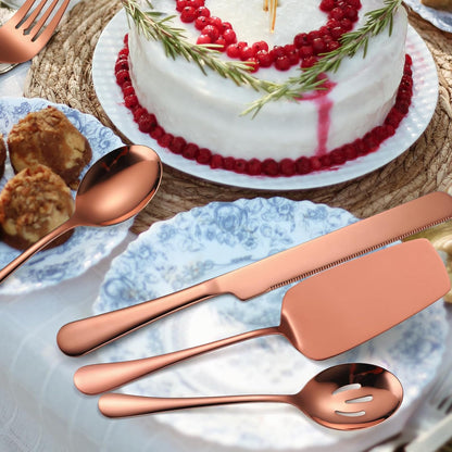 Stainless Steel Serving Utensil Set 10-Piece Buffet Flatware Catering Silverware with Bread Tong,Cake Spatula,Serving Ladles,Salad Fork,Cheese Knife,Large Spoon for Parties Buffet