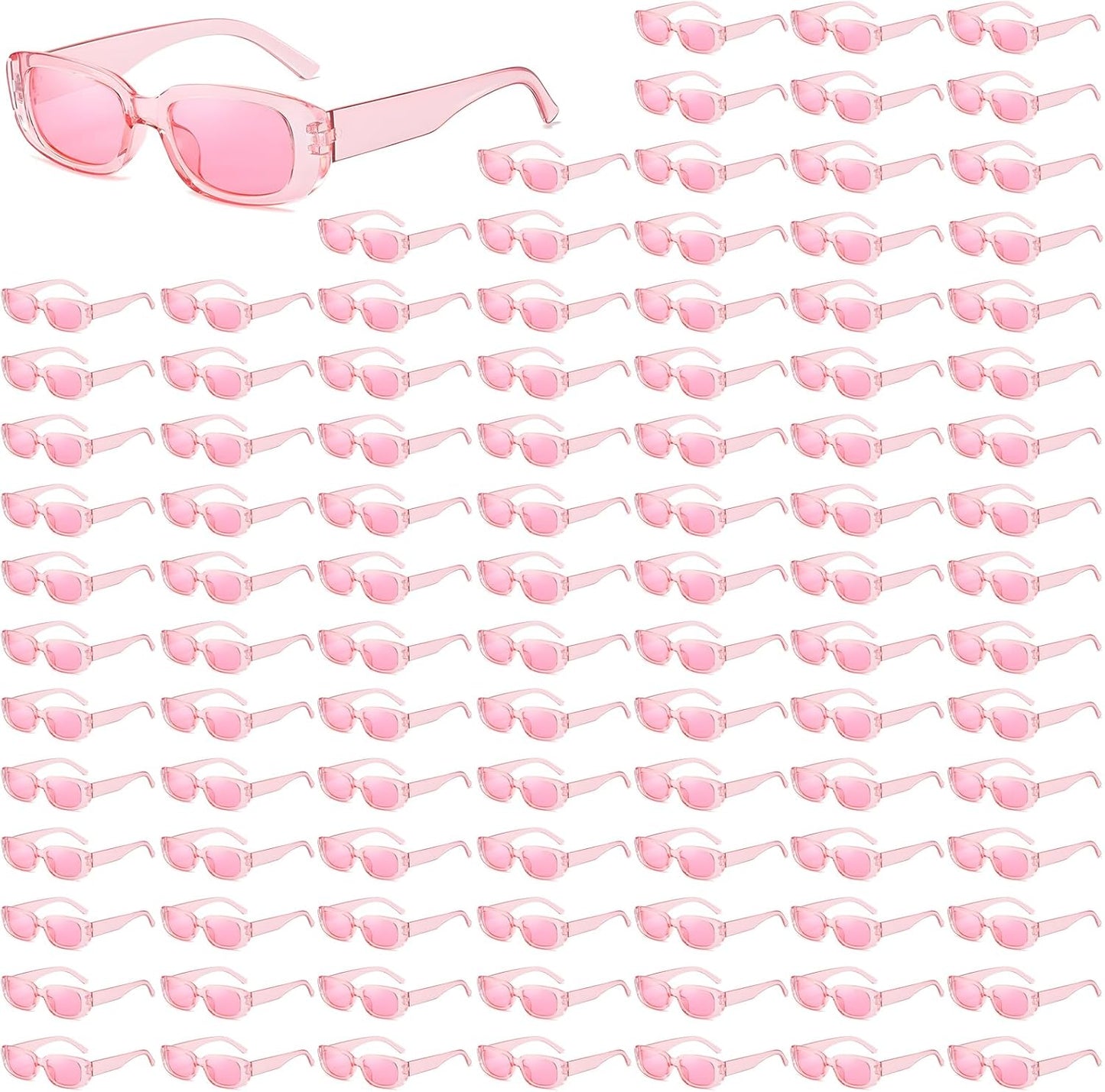 50/100 Pack Rectangle Sunglasses Bulk for Adult Retro Cheap 90s Y2K Small Glasses UV400 Protection