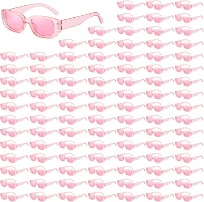 50/100 Pack Rectangle Sunglasses Bulk for Adult Retro Cheap 90s Y2K Small Glasses UV400 Protection