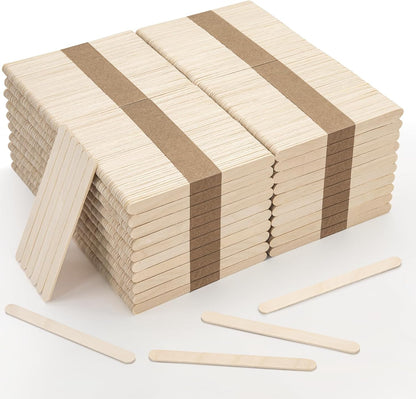 WISYOK 240 Pcs Natural Wood Craft Sticks, Popsicle Sticks, Lolly Sticks for Crafts 4.5 Inch, Ideal for Homeschool Arts and Crafts, Waxing Supplies, Classroom Art Supplies