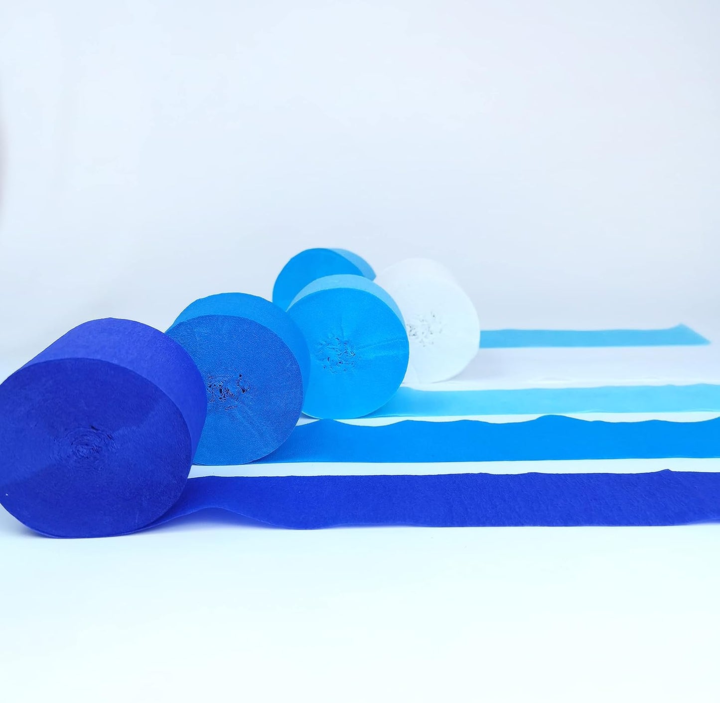 Blue Crepe Paper Streamers 8 Rolls 656 ft Crepe Paper Decorations for Birthday Party, Baby Shower or Reunion (Blue Gradient)