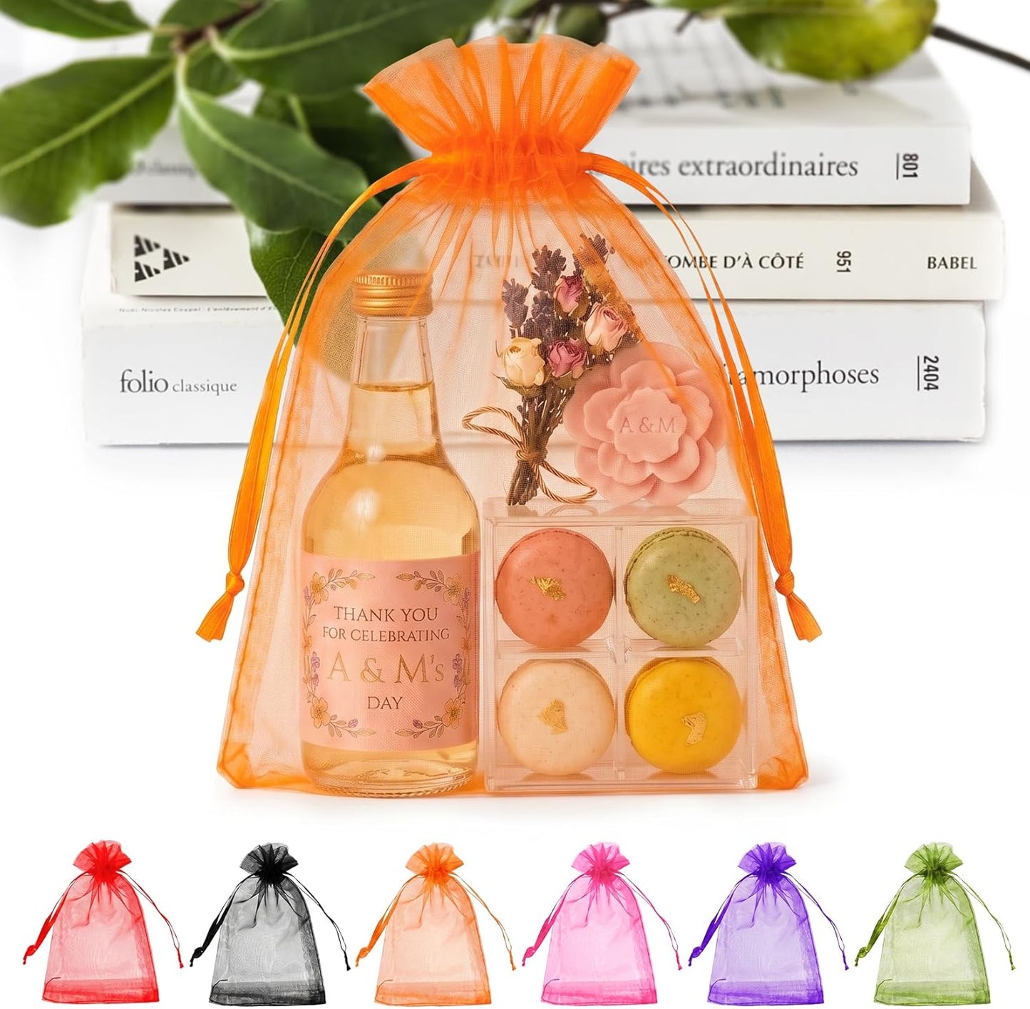 ANZNKU 50PCS Organza Bags 6x9 Large White Gift Bags for Candy Goodie Sachet Jewelry, Mesh Bag Drawstring Sheer Packaging Pouches for Wedding Favors Mother's Day Birthday Party Baby & Bridal Shower