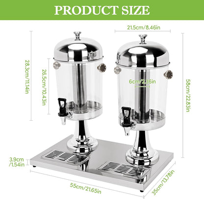 4.4 Gallon/16 L Beverage Dispensers, Stainless Steel Drink Dispenser, PE Beverage Dispensers with Stand Cold Dispenser with Centre Ice Core and Drip Trays for Parties Banquets Picnic