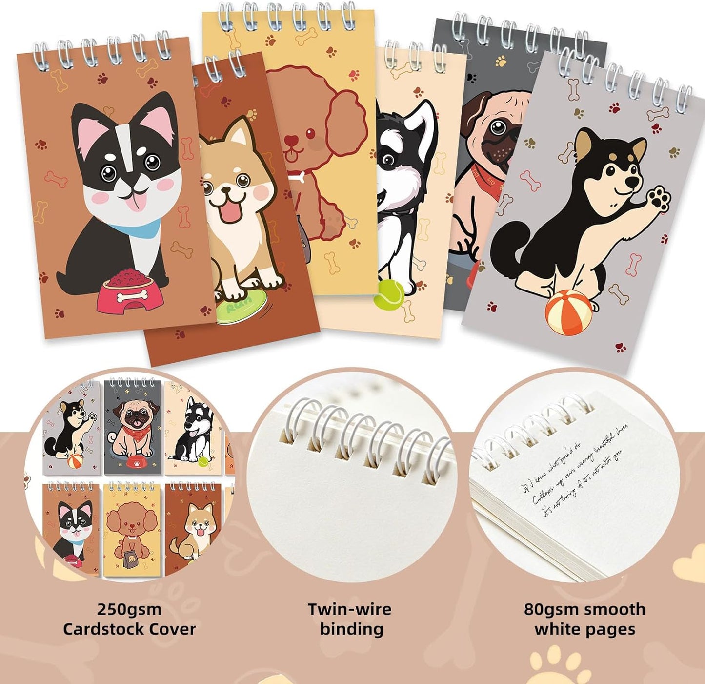 Mini Notebooks Bulk, 24 Pack Cute Animal Small Spiral Notepads Pocket Memo Pads for Classroom Prizes, Office Supplies (Cat)