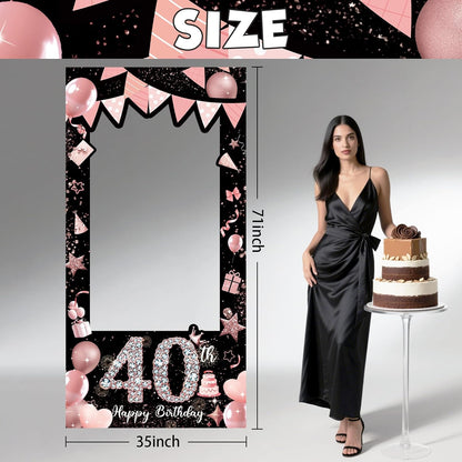 Pink 80th Birthday Neon Photography Banner Backdrop Glow Party Disco Dance Neon Theme Birthday Banner Photo Frame Props Props Selfie Background Face Cutout Photo Props Decoration