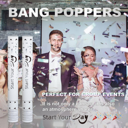 Confetti Cannons Confetti Poppers 5 Pack,15 Inch Gold Party Poppers Confetti Shooters, WORKKEEP Yello Confetti Pop for Birthday Wedding Celebration Halloween Decorations Air Powered Confetti Gun