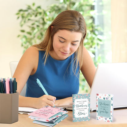 Funrous 32 Pcs Motivational Quote Pens Inspirational Notepads Mini Journal with Ballpoint Pen Small Notebooks Gift for Men Women Coworker Adult Party Favors Prize Teacher Student Office(Stylish)