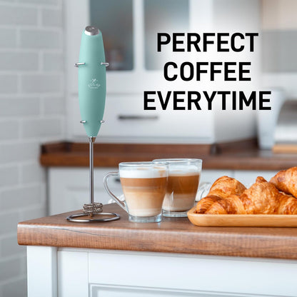 Zulay Kitchen Powerful Milk Frother Wand With Duracell Batteries - Ultra Fast Handheld Drink Mixer - Electric Whisk Foam Maker for Coffee, Lattes, Cappuccino & Matcha - Z1 Motor - Black - Colors B