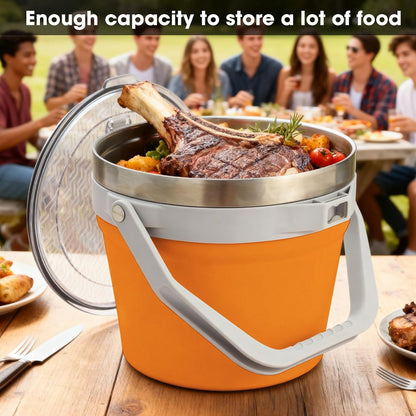 COKTIK 7L Vacuum Insulated Ice Bucket with Lid and Scoop& Tongs，Large capacity Stainless Steel Beverage Bucket for Cocktail, Champagne, Wine, Beer，Large Parties（Milk White Suit）