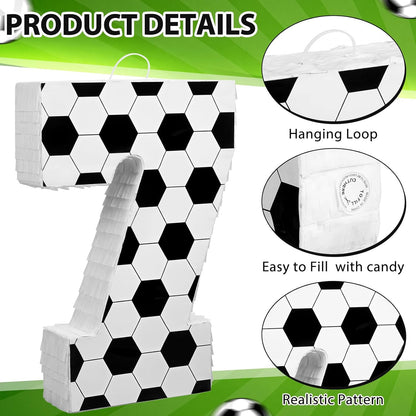 Gemscream Number 9 Soccer Piñata Bundle with Blindfold and Stick Small Piñata Party Decoration for Mexican Fiesta Cinco De Mayo School Anniversary Football Party Celebration Gift 15.75 x 11 x 2.8 in