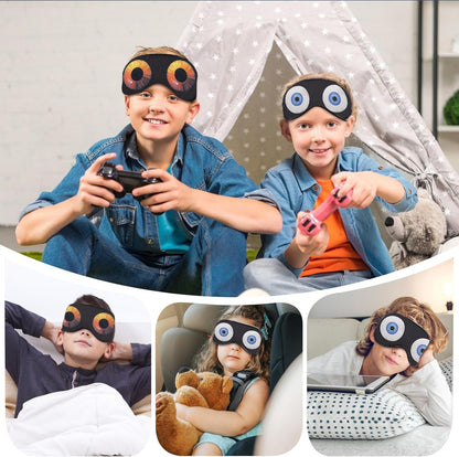 2 Pcs Sleep Mask for Kids Boys, Silk Eye Covers for Sleeping, Adjustable Strap & Light Blocking Design, Adult Children's Bedtime Blindfold for Travel and Home Use (Funny Eye)
