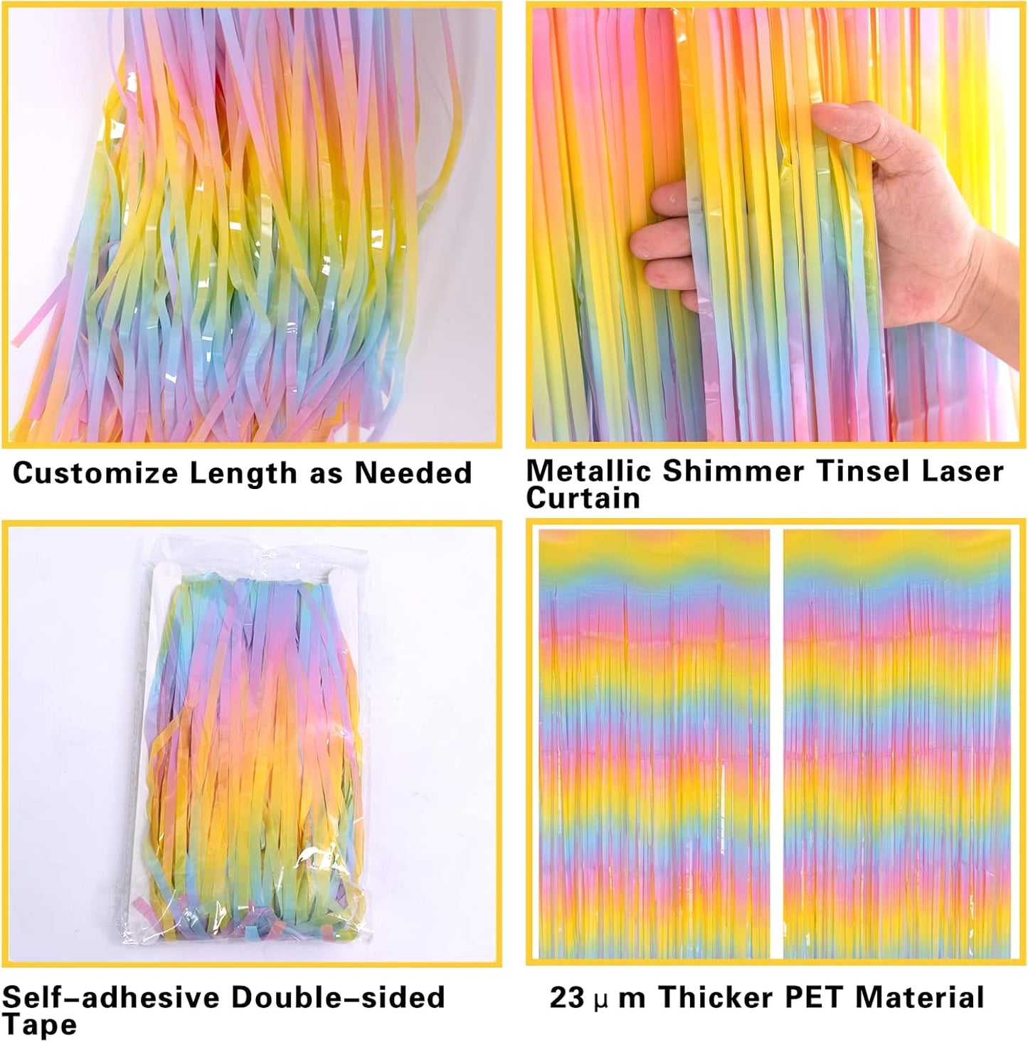 2 Pack 3.2ft x 8.2ft Silver Metallic Tinsel Foil Fringe Curtains, Door Streamer Photo Booth Backdrop for Birthday Graduation Engagement Bridal Shower Bachelorette Baby Shower Party Decorations