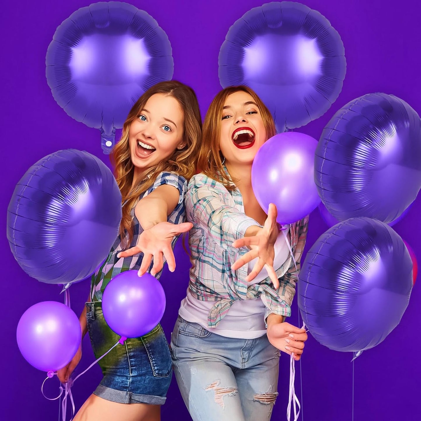 20 Pcs Black Round Shaped Balloons,18 Inch Round Foil Balloon,Giant Round Mylar Balloon Helium Balloons for Birthday Party Baby Shower Wedding Decorations (Black)