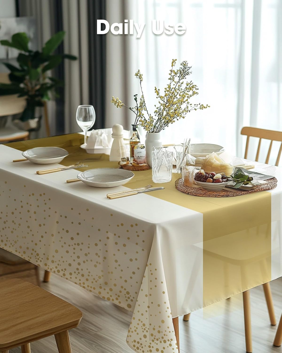 Pureegg Plastic Table Cloth 10 Pack, 54 x 108 Inch Disposable Table Cloths for Party, Picnic and Wedding, Rectangle, White - Colors A