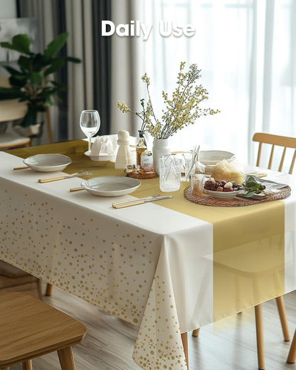 Pureegg Plastic Table Cloth 10 Pack, 54 x 108 Inch Disposable Table Cloths for Party, Picnic and Wedding, Rectangle, White - Colors A