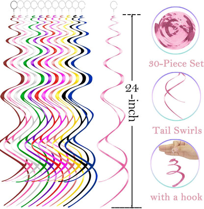 Blue Hanging Swirls Party Decorations 30 pcs Ceiling Swirl Foil Decoration for Baby Shower, Birthday Party