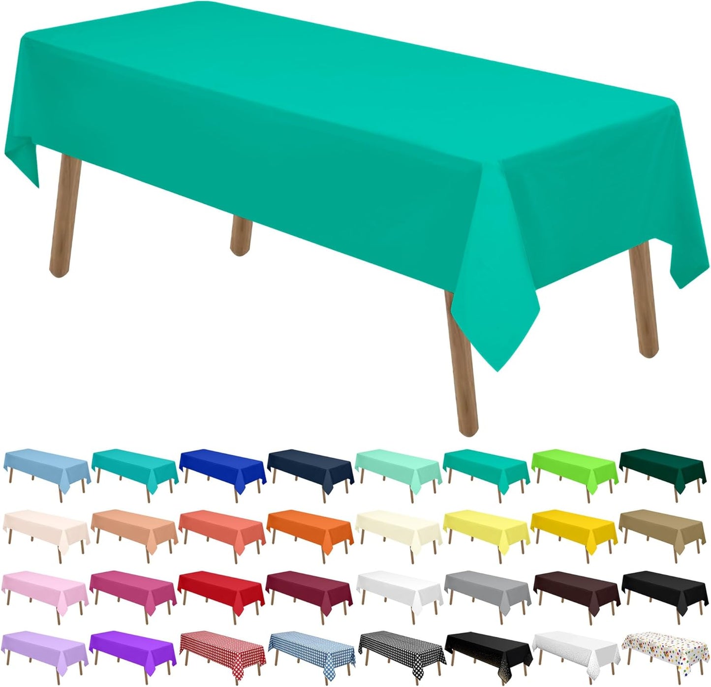 PARTY ULYJA White Plastic Tablecloths 2 Pack Disposable Table Covers 54 x 108 Inch Bridal Shower PEVA Vinyl Table Cloths for Picnic Birthday Wedding Banquet Parties 8 ft Rectangle Table Use