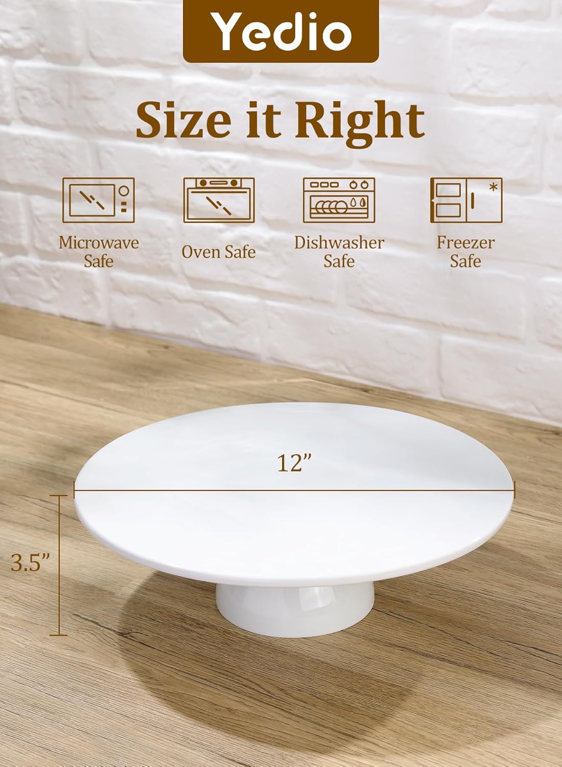 12 inch Porcelain Cake Stand, Round Dessert Stand, Cupcake Stand for Birthday Parties, Weddings, Baby Shower and Other Events, White
