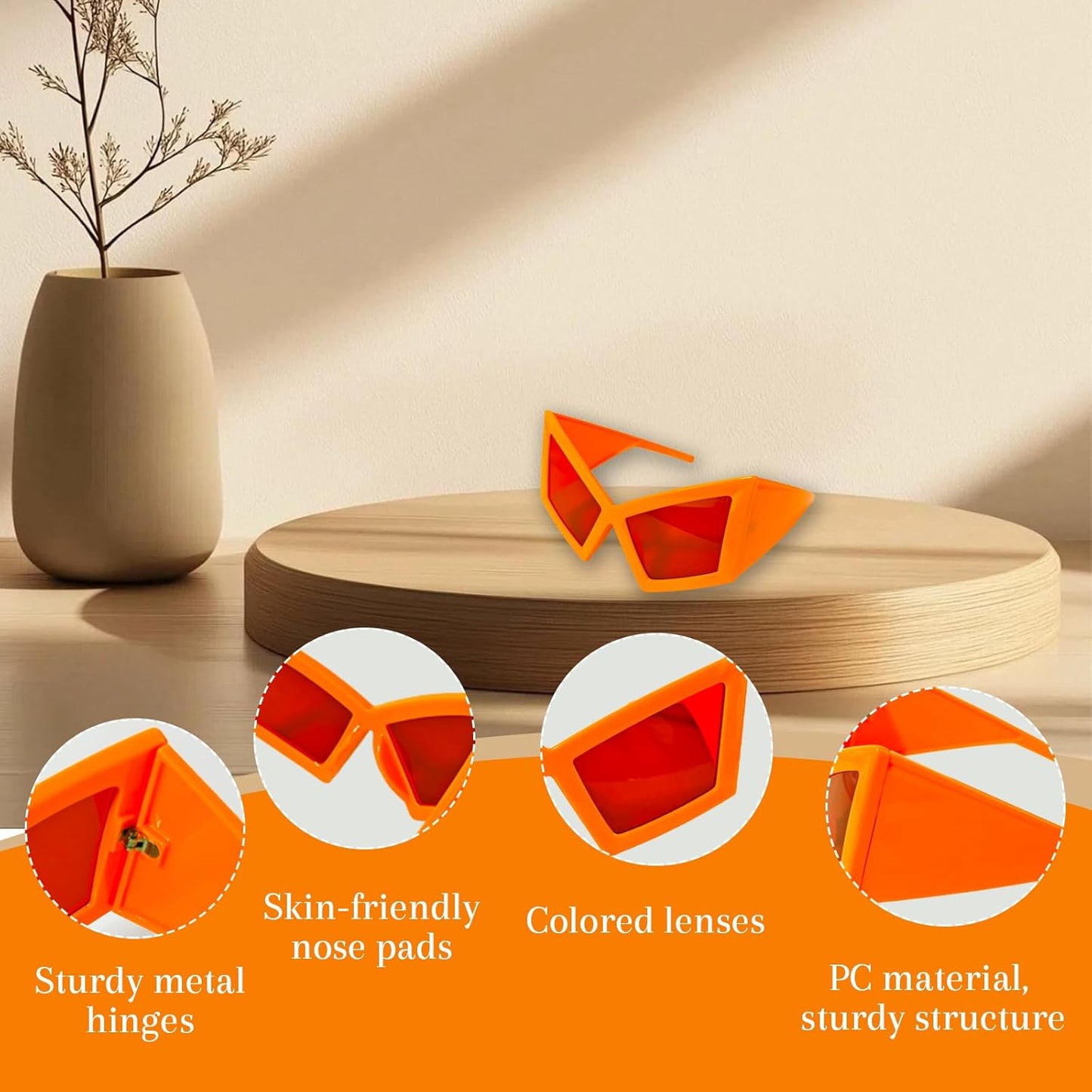 Funny Oversized Party Glasses Sunglasses Max Width 5.9", Hilarious Costume Accessories for Birthdays, Dance Parties