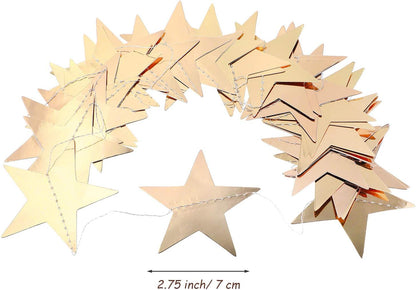 Patelai Glitter Star Garland Banner 2026 Graduation Decor 130 Feet Star Hanging Banner Twinkle Backdrop for Party Birthday Classroom Wedding Supplies(Gold)
