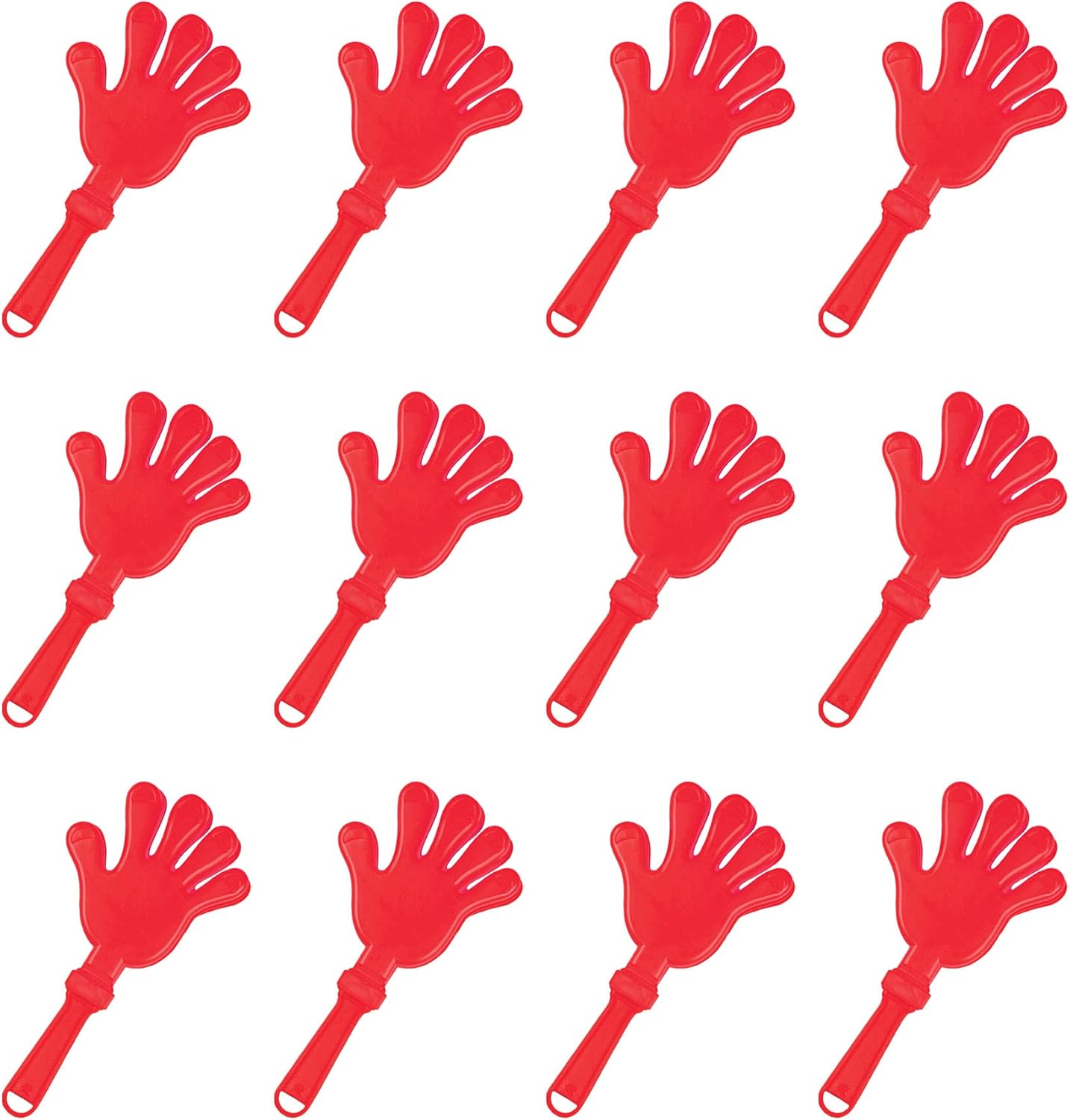 Beistle Red Hand Clappers – 12 Pack, Plastic Noisemakers for Parties, Sporting Events, Celebrations, and Team Spirit Gatherings, Fan Section Cheer Accessories, 7½"