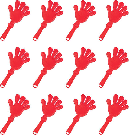 Beistle Red Hand Clappers – 12 Pack, Plastic Noisemakers for Parties, Sporting Events, Celebrations, and Team Spirit Gatherings, Fan Section Cheer Accessories, 7½"