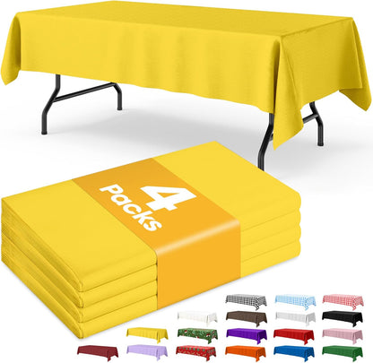 Niuara White Plastic Table Cloth - 4 Pack 54" × 108" Rectangle Disposable Tablecloths for 6FT Tables, Table Cover for Party, Holiday & Gathering Use