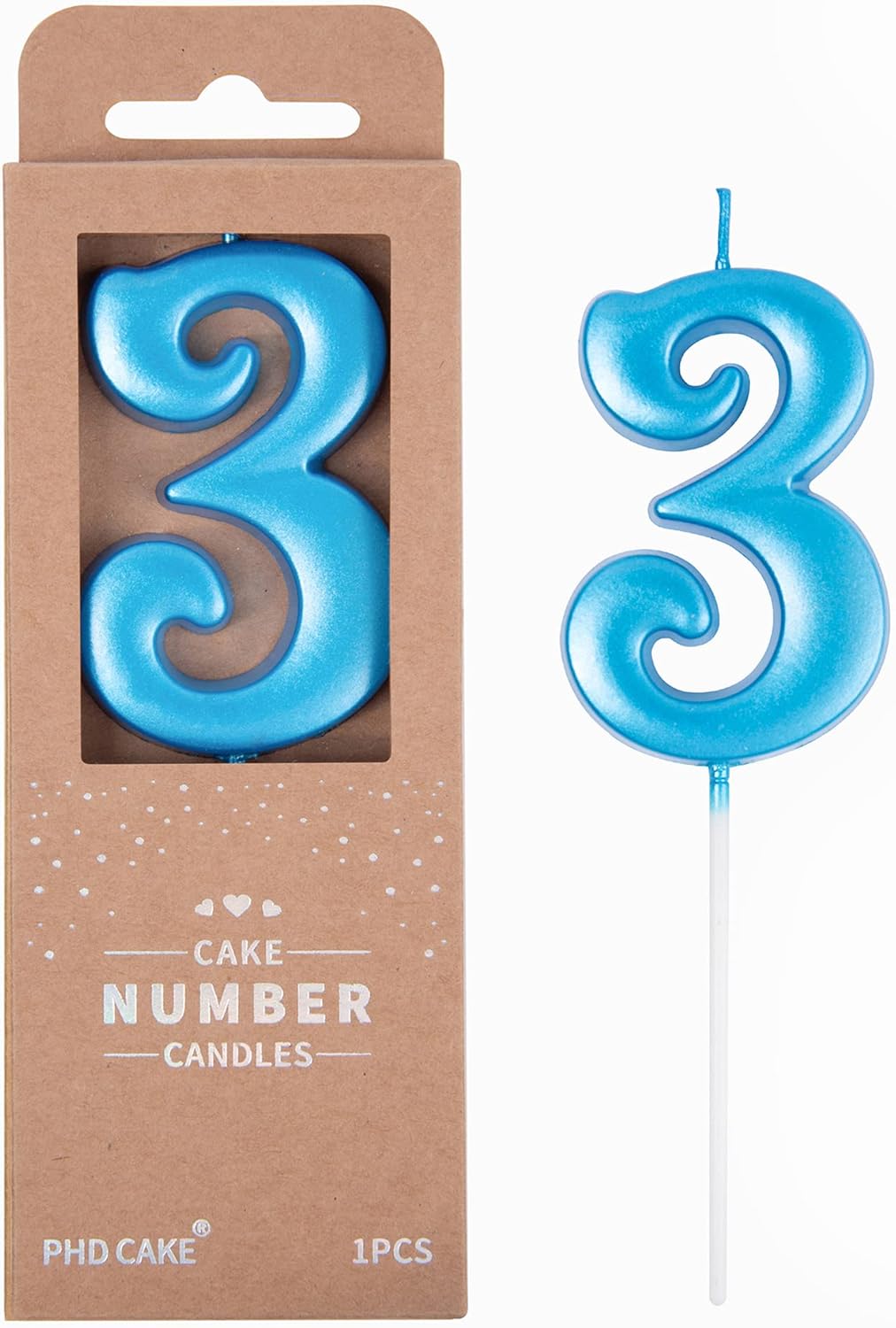 PHD CAKE 2.76 Inch Elegant Gold 1 Number Birthday Candles, Gold Number Candles, Cake Number Candles, Party Celebration
