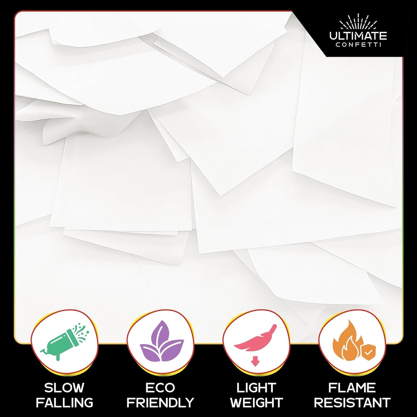 Ultimate Confetti, Multicolor Biodegradable Confetti - Rectangular Fluttering Tissue Paper Confetti for Cannon and Launcher use - Best for Holidays, Birthday, Wedding, and Parties - 1 lb, 16 oz
