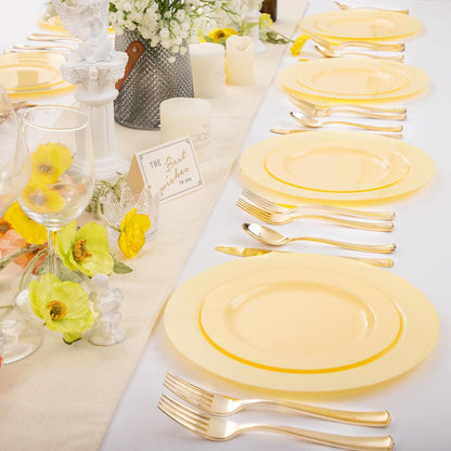FLOWERCAT 60PCS White Plastic Plates - Heavy Duty White Disposable Plates for Mother's Day/Birthday Party/Wedding -serve for 30 guests Include 30PCS 10.25" & 30PCS 7.5" Plates for Party