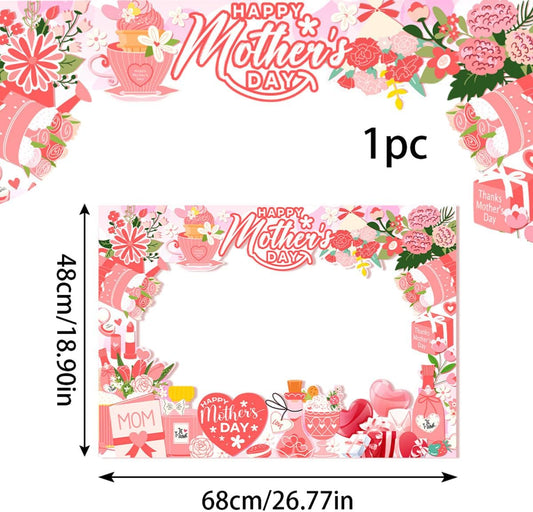 Happy Mother's Day Photo Booth Props Frame Best Mom Ever Funny Selfie Party Pose Signs Photobooth Props for Photography Party Decorations for Mother's Day Birthday Party Supplies