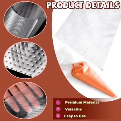 200 Pcs Disposable Cream Pastry Bag Cake Icing Piping Decorating Tool Cupcake Decorating Piping Icing Bag (Red)