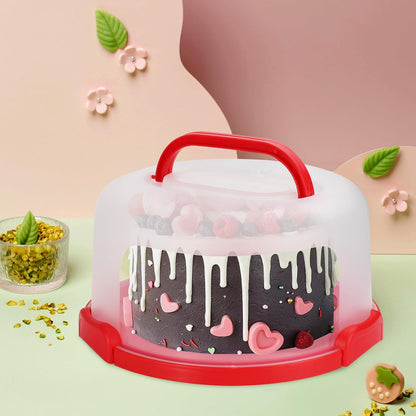 Cake Carrier with Lid and Handle, Fit 10’’ Cake Stand with Lid, Cake Transport Storage Container, Cake Containers Cover Stand with Lids, 3 Secure Side Closures (Pink)
