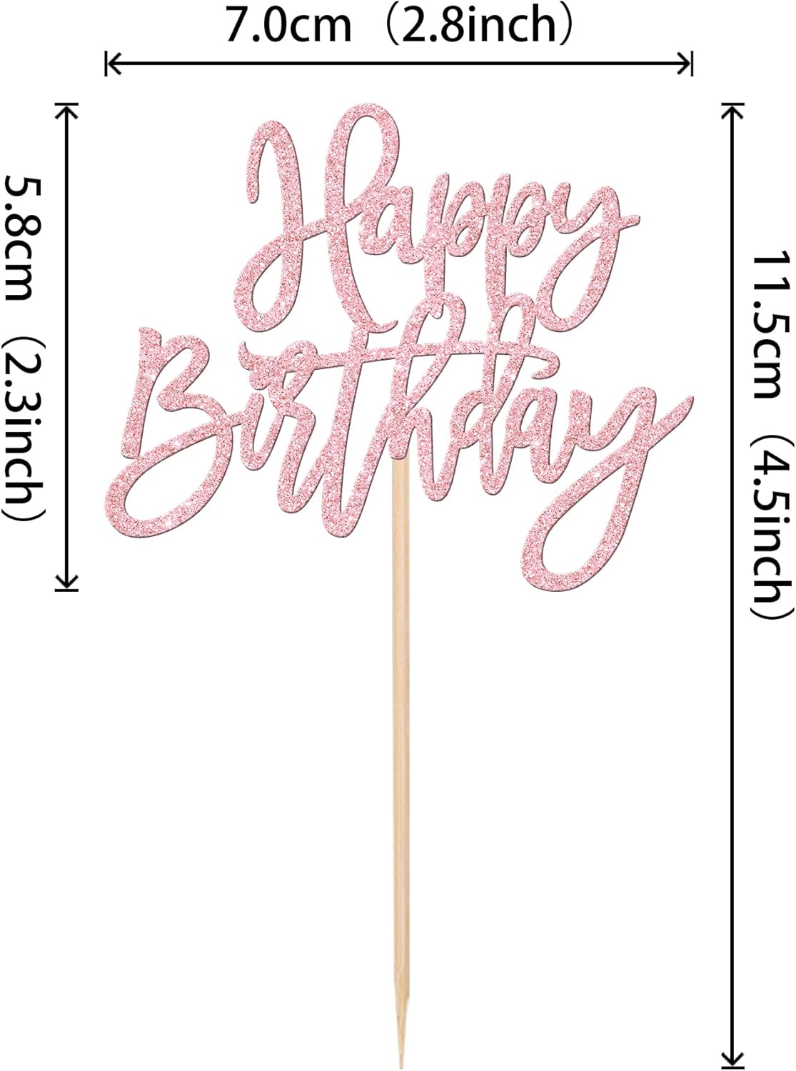 24 PCS Happy Birthday Cupcake Toppers Glitter Picks for Celebrating Anniversary Theme Party Cake Decorations Supplies Gold