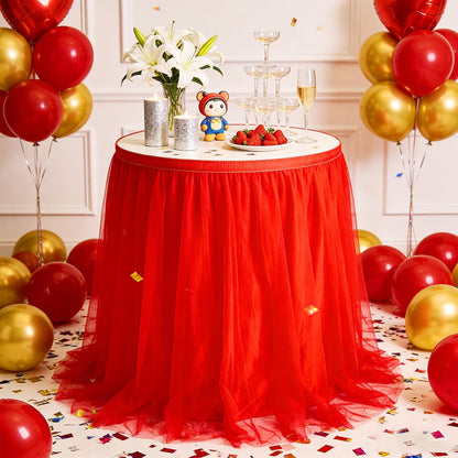 THARAHT Tulle Table Skirt 6FT 180CM Long for Rectangle Tables Round Tables Ruffle Desk Skirt for Princess Girls Birthday Party Cake Dessert Decorations Table Skirt