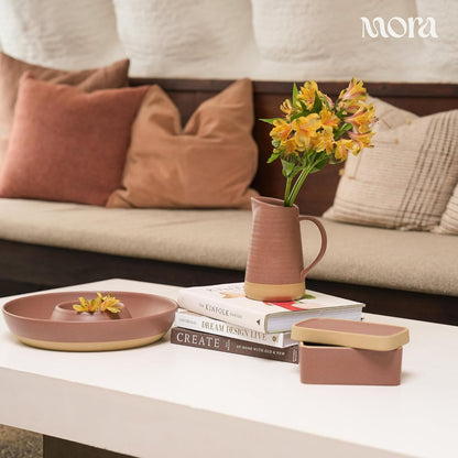 Mora Ceramic Chips and Dip Serving Tray: Large Divided Party Bowl Set for Chips & Salsa, Veggies & Dip, Fruit, Snacks, Entertaining, Hosting, etc. Minimalist Design for the Modern Hostess - White