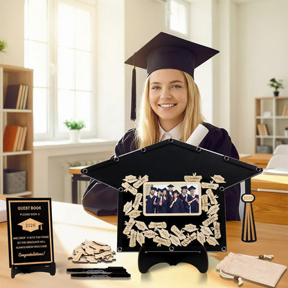 2026 Graduation Guest Book Alternative, Black Happy Graduation Party Decorations, Class of 2026 Congrats Graduates Signature Guestbook Gifts for College High School Students Friends Men Women