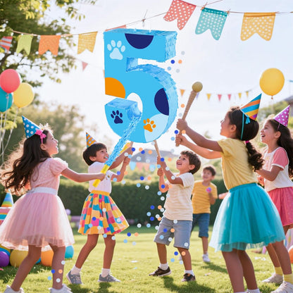 16 Inch Number 2 Dog Paw Pinata with 16 Inch Piñata Stick Blindfold Confetti for Boy Girl Kids 2nd Birthday Party Decorations (2nd)