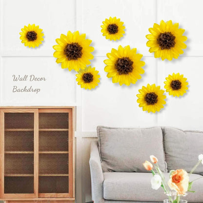 ANSOMO Sunflower Tissue Paper Pom Poms Décor Yellow Flowers Wall Hanging Party Decorations Birthday Bridal Baby Shower Wedding Classroom 12" 8" Pack of 10