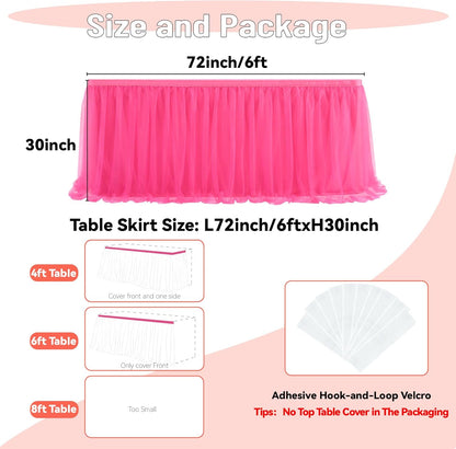 72inch Champagne Gold Tulle Table Skirts for Rectangle Round Tables, Gold Grim Ruffle Tulle Tutu Cloth Table Skirt 6ft for Wedding Birthday Party Cake Dessert Decor(No Top Cover)