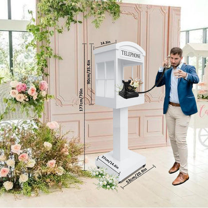Audio Guest Book Phone Booth Stand, Romantic Metal Audio Guestbook Telephone Booth for Wedding Birthdays Party Graduation Baby Shower Retirement Special Occasions Decoration