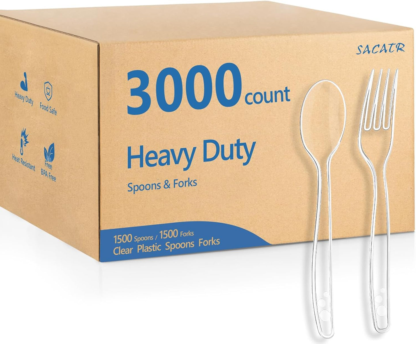 100 Count Plastic Silverware Heavy Duty -50 Forks, 50 Spoons, BPA-Free, Heat Resistant, Disposable Plastic Utensils Set, Plastic Cutlery Set, Plasticware Suitable for Party Everyday Use