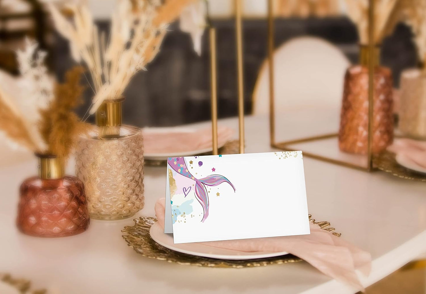 Table Place Card, Jungle Safari Animals Themed Tent Style Cards, Pack of 25 Half-Fold Reception Place Card, Gold Wild Animal Food Labels, Perfect for Baby Shower, Birthday Party C08