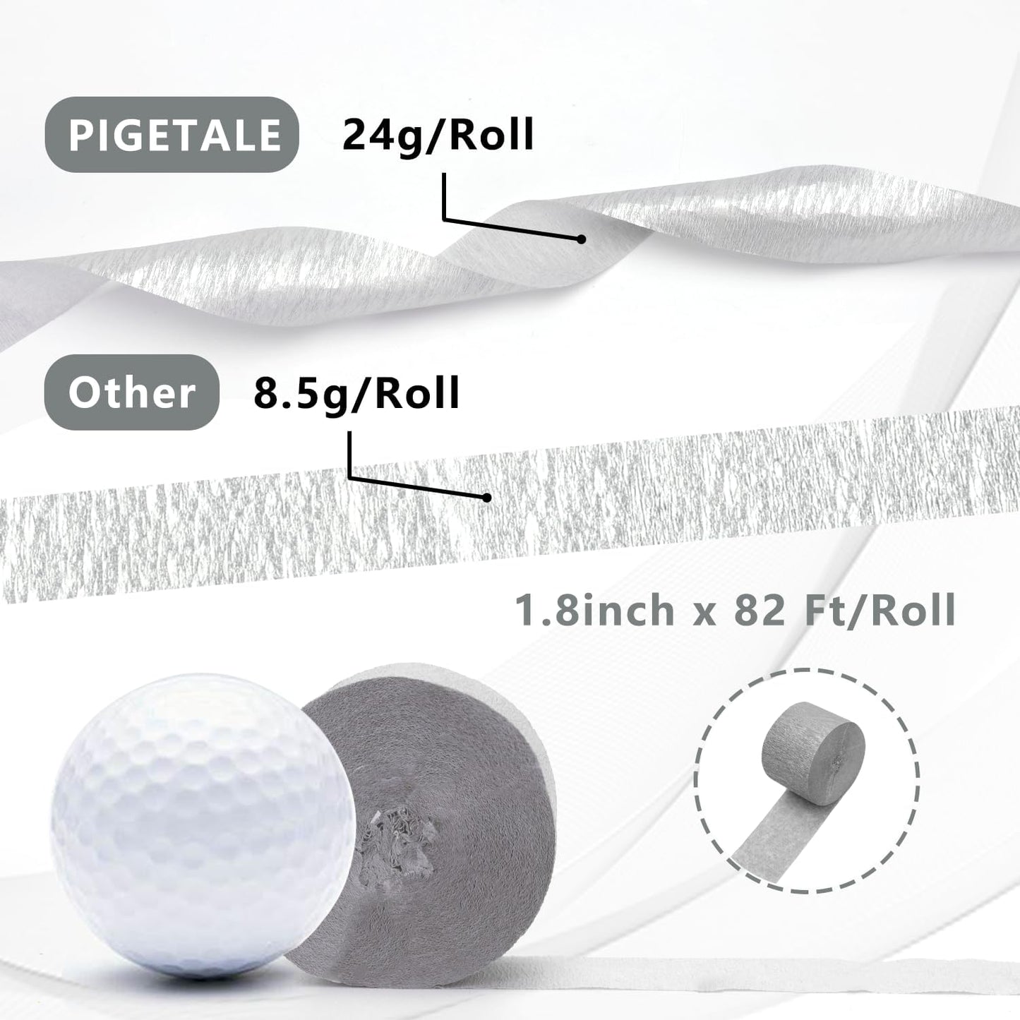 PIGETALE Crepe Paper Streamers 4 Rolls 328ft, Pack of Unique 3 Purple and White Party Streamer for Birthday Wedding Ceremony Baby Shower Party Decorations DIY Supplies Art Crafts (1.8Inch x 82Ft/Roll)