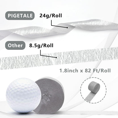 PIGETALE Crepe Paper Streamers 4 Rolls 328ft, Pack of Unique 3 Purple and White Party Streamer for Birthday Wedding Ceremony Baby Shower Party Decorations DIY Supplies Art Crafts (1.8Inch x 82Ft/Roll)
